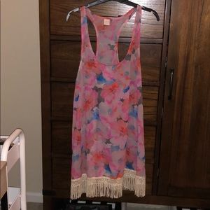 Racerback sheer tasseled top or beachcover